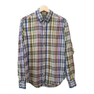 Vince Men's Button Down Plaid Shirt Cotton Linen Blend Multicolor